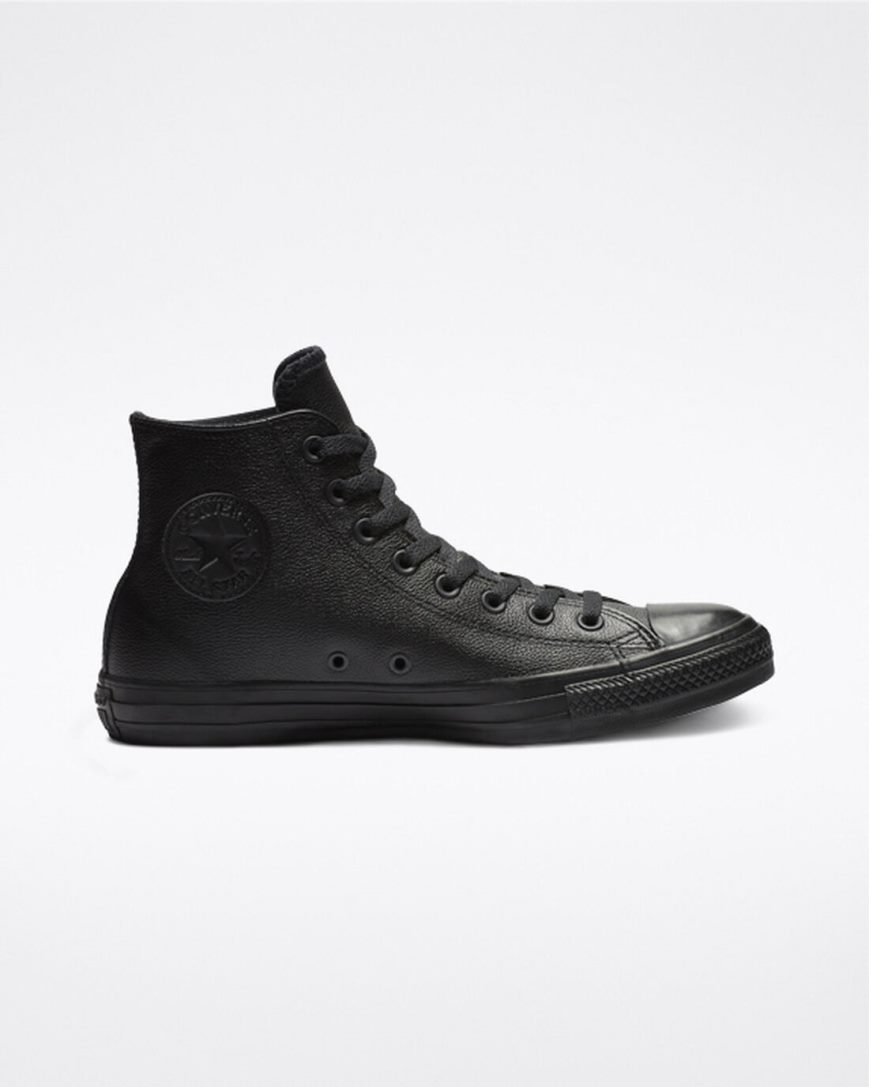 Zapatillas Altas Converse Chuck Taylor All Star Cuero Hombre Negras | PE PL28WE